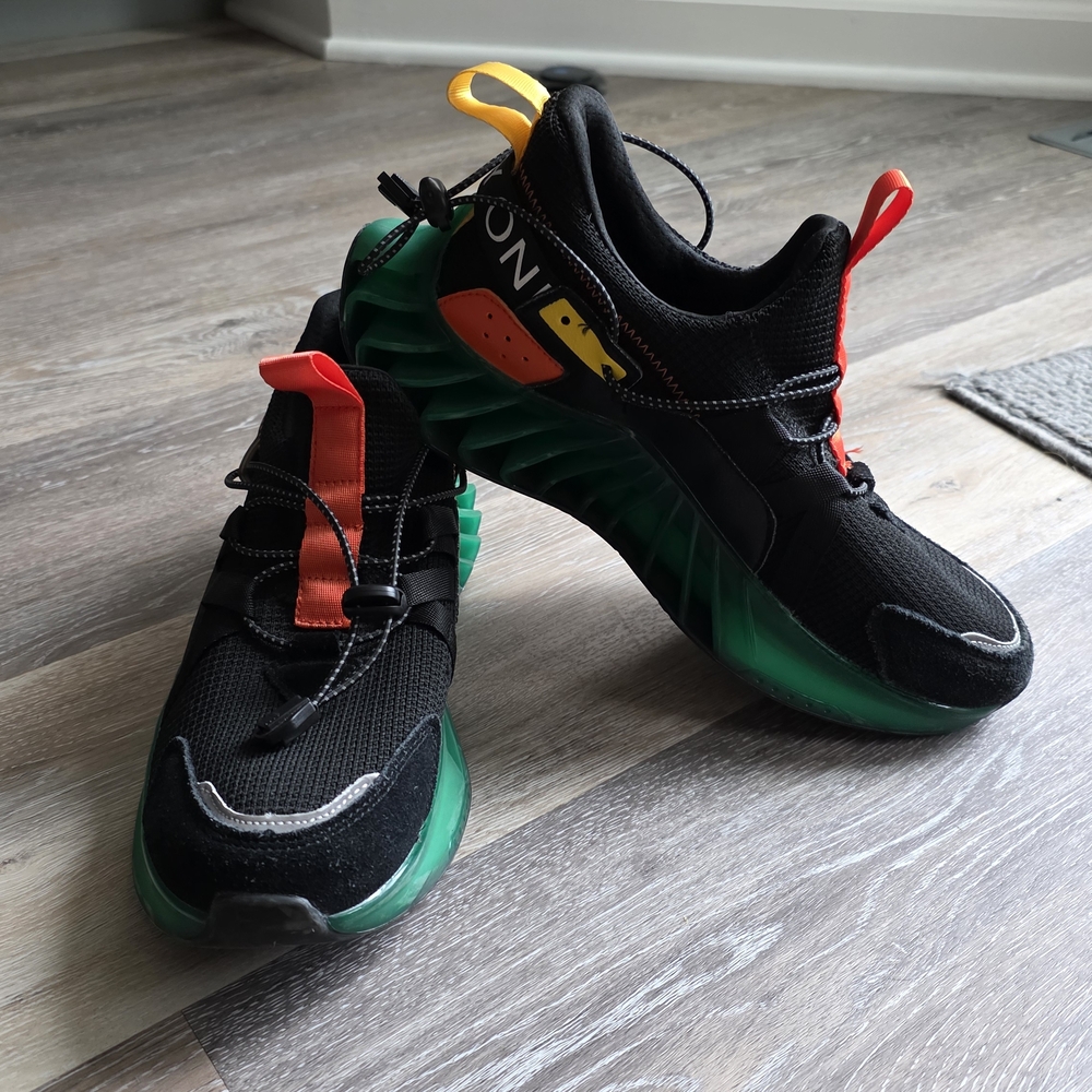 Black and Green Vortex Athletic Sneakers